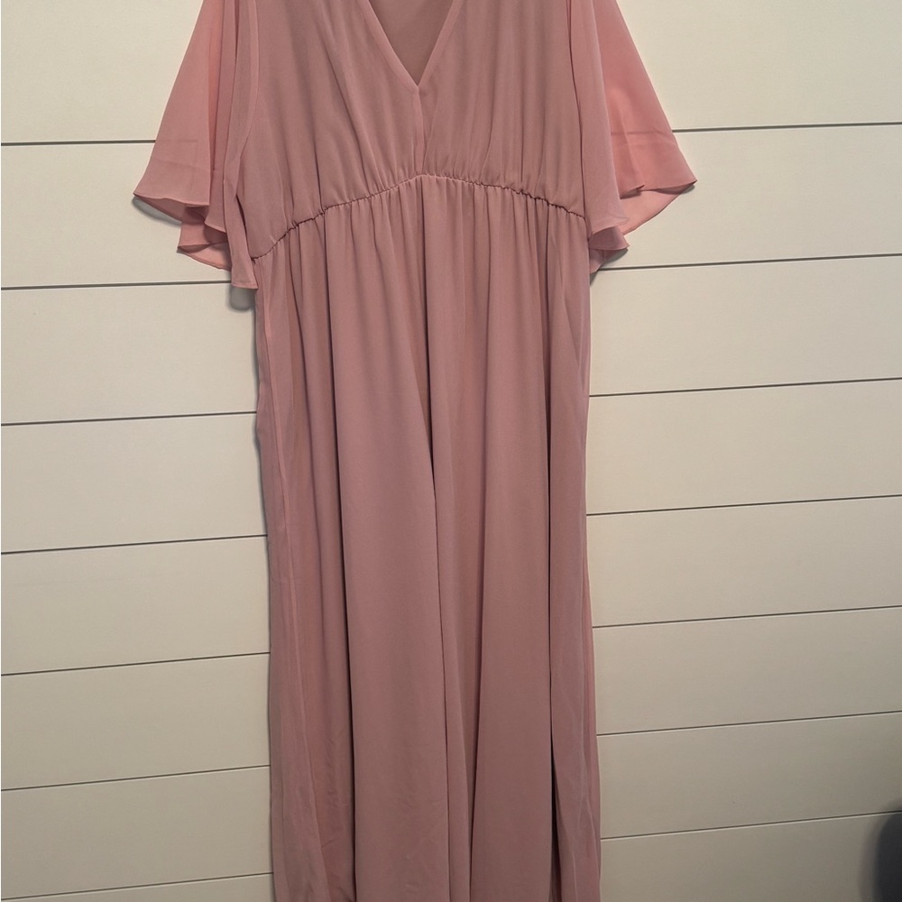 Elegant Pink V-Neck Dress